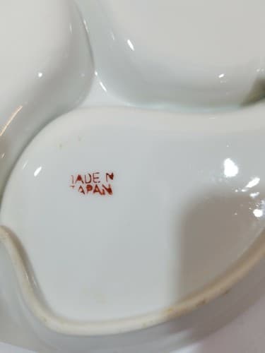 Vintage Lusterware divided dish hand painted flowers center handle made in Japan - Thumbnail 7