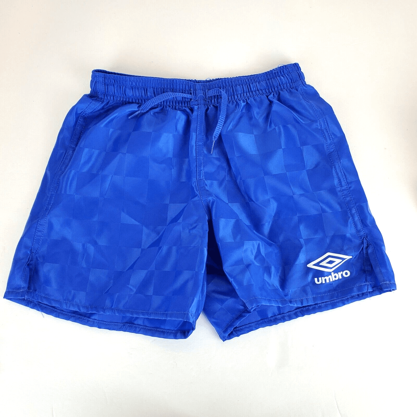 Umbro Youth NWT Shiny Bright Blue Check Soccer Shorts Size XXS