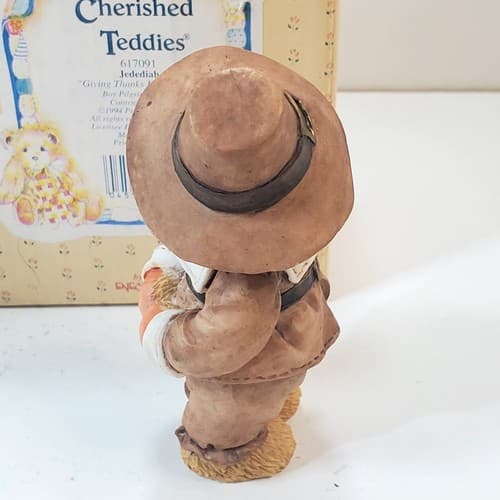 Vintage Cherished Teddies Jedediah Pilgrim Figure Thanksgiving Teddy Bear 1994 - Thumbnail 5
