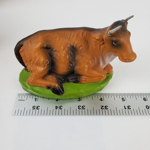 Vtg Paper Mache Christmas Nativity Figure Painted in Italy Laying COW w/ Horns - Thumbnail 9
