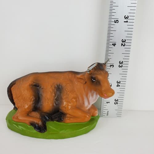 Vtg Paper Mache Christmas Nativity Figure Painted in Italy Laying COW w/ Horns - Thumbnail 8