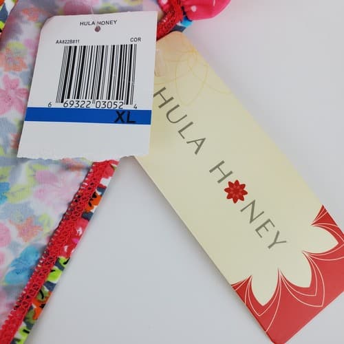 Hula Honey Floral and Polka Dot Print Bikini Swim Bottom Size XL Pink Blue - Thumbnail 4