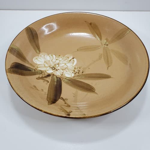Vintage Painted Floral Decorative Only Pottery Bowl Back Stamped Trade Mark
