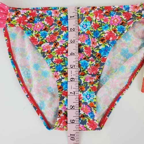 Hula Honey Floral and Polka Dot Print Bikini Swim Bottom Size XL Pink Blue - Thumbnail 8