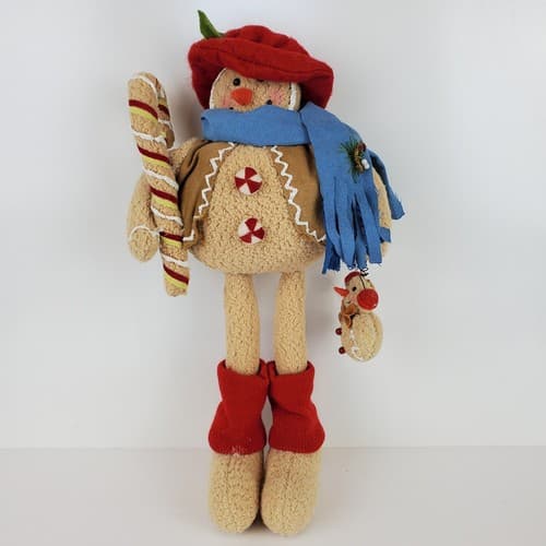 Vintage Christmas Gingerbread Long Leg Plush Figurine Holiday Decor Doll 14"
