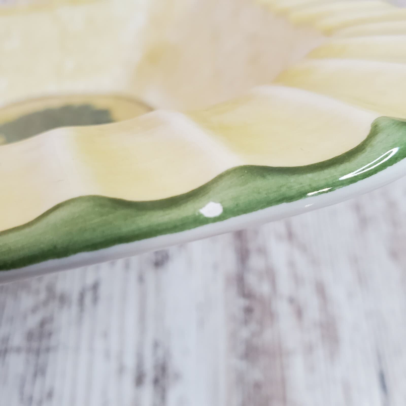 Vtg Due Torri Ceramica Made in Italy Serving Bowl Cherry Tree Design Ribbed Edge - Thumbnail 4
