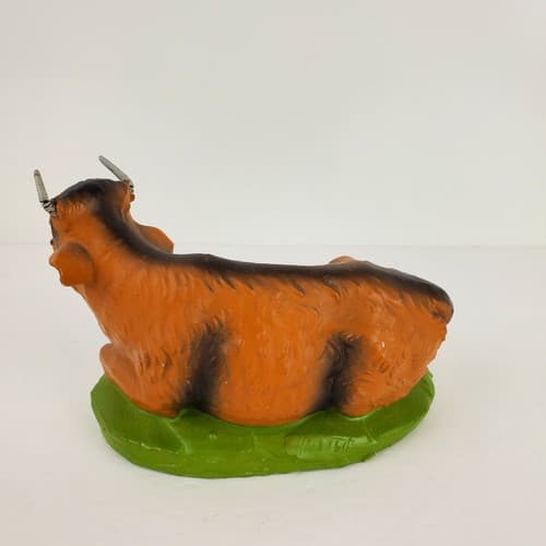 Vtg Paper Mache Christmas Nativity Figure Painted in Italy Laying COW w/ Horns - Thumbnail 4