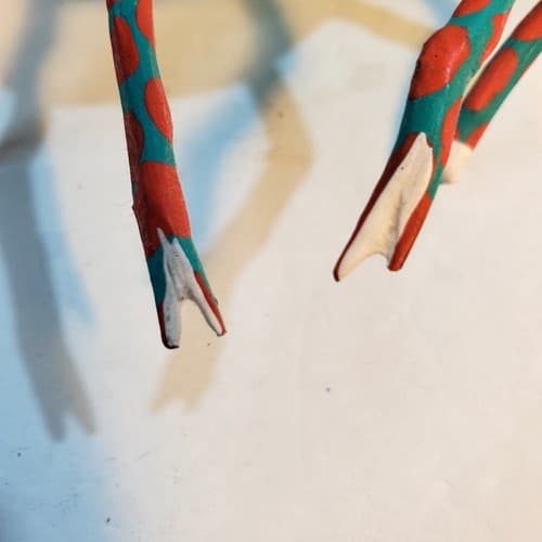 Oaxaca Carved Wood Crab Hand Painted Aqua Orange Signed Carlos Jimenez Folk Art - Thumbnail 7