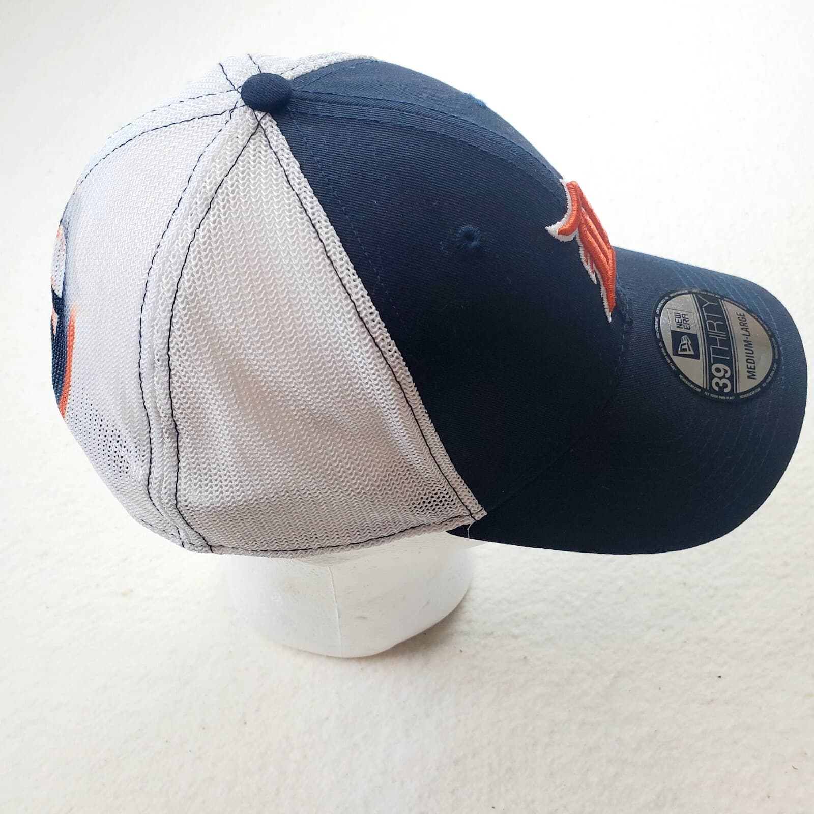 New Era 39THIRTY MLB Detroit Tigers Hat Cap Stretch Fit Navy/Blk White Men's M/L - Thumbnail 4