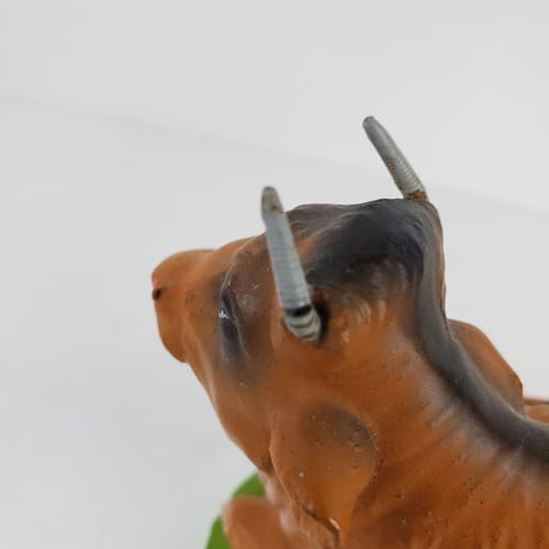 Vtg Paper Mache Christmas Nativity Figure Painted in Italy Laying COW w/ Horns - Thumbnail 3
