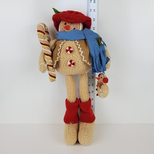 Vintage Christmas Gingerbread Long Leg Plush Figurine Holiday Decor Doll 14" - Thumbnail 6