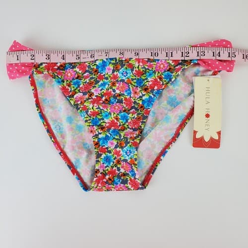 Hula Honey Floral and Polka Dot Print Bikini Swim Bottom Size XL Pink Blue - Thumbnail 7