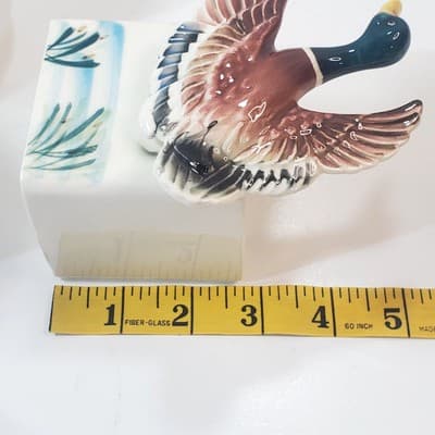 Vintage Glazed Ceramic 3D Mallard Duck Planter Holder Made In Japan MCM - Thumbnail 10