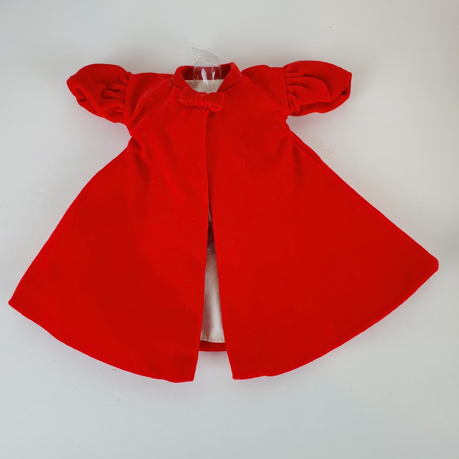 Barbie Doll 1998 Red Velvet Flare Swing Jacket Coat with Plastic Hangar