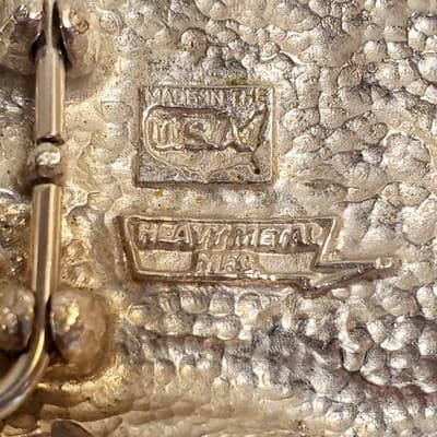 Vintage Heavy Metal Mfg Silver Tone Enamel LOVE Banner Over Rose Belt Buckle USA - Thumbnail 3