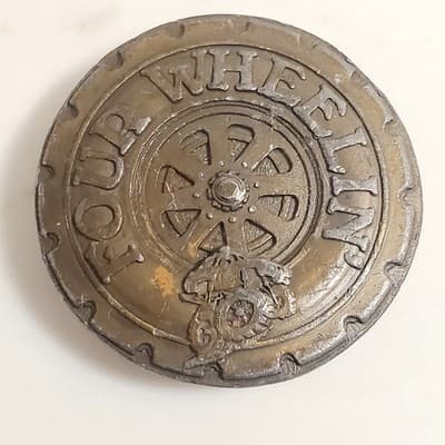 Vintage 1978 Indiana Metal Craft Four Wheelin Brass Belt Buckle CA28