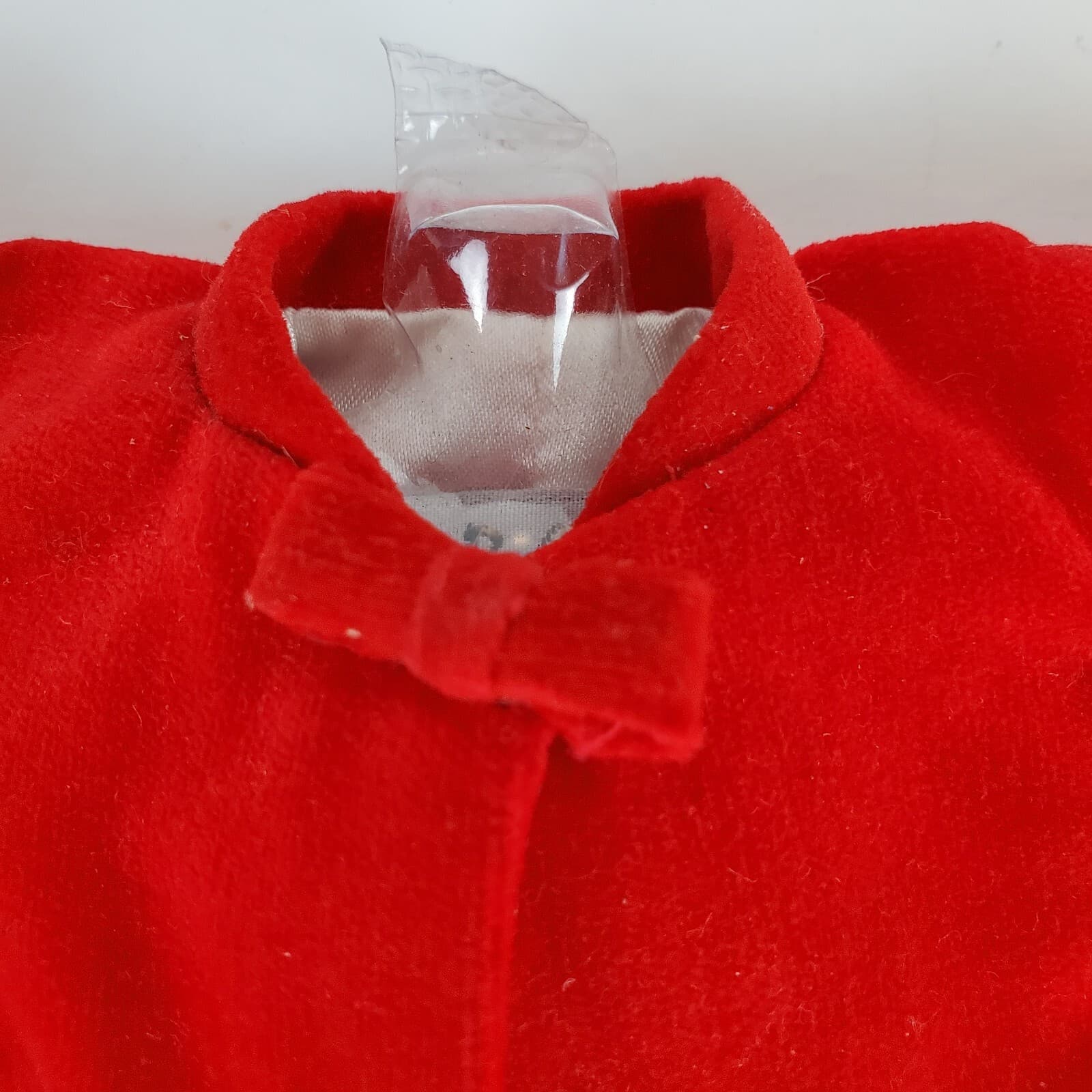 Barbie Doll 1998 Red Velvet Flare Swing Jacket Coat with Plastic Hangar - Thumbnail 2