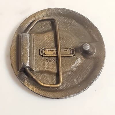 Vintage 1978 Indiana Metal Craft Four Wheelin Brass Belt Buckle CA28 - Thumbnail 2