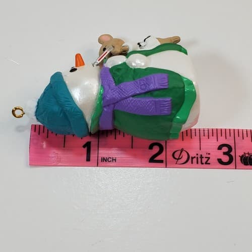 Vtg 1997 Hallmark Ornament Christmas Checkup Mouse Taking Snowman's Temperature - Thumbnail 7