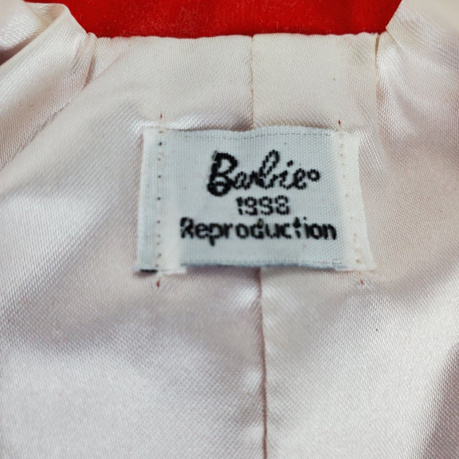 Barbie Doll 1998 Red Velvet Flare Swing Jacket Coat with Plastic Hangar - Thumbnail 7