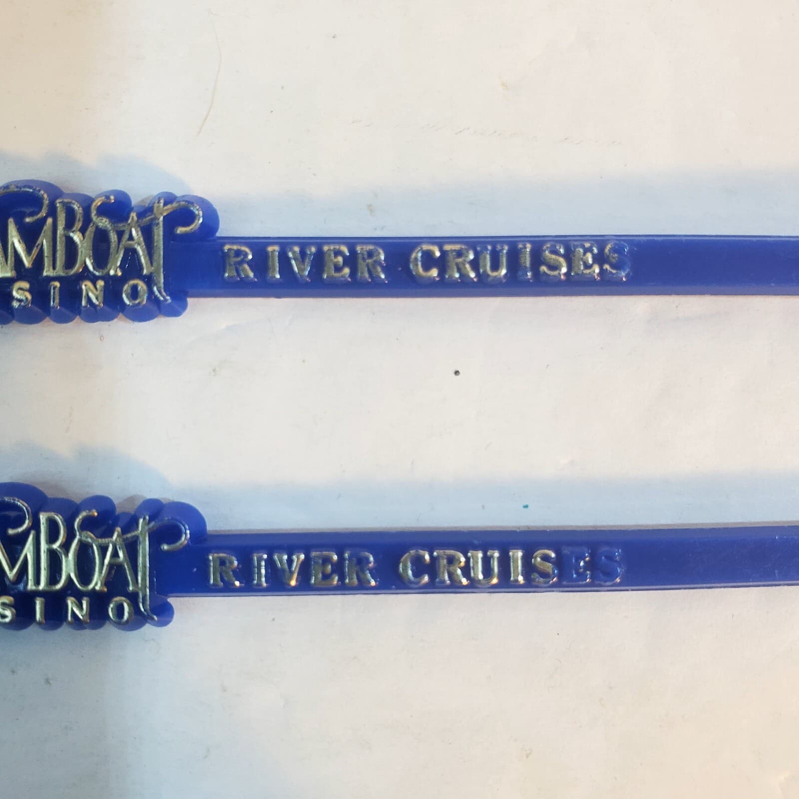 Vintage Steamboat Casino River Cruises swizzle stick stirrer Barware Blue Gold - Thumbnail 3
