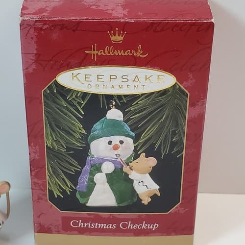 Vtg 1997 Hallmark Ornament Christmas Checkup Mouse Taking Snowman's Temperature - Thumbnail 6