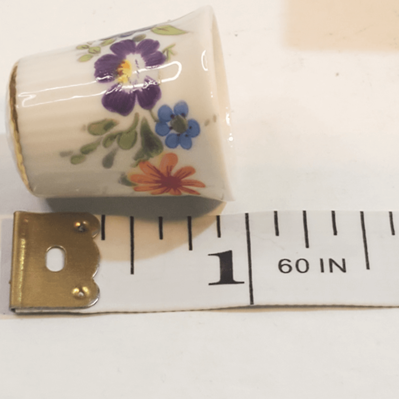 Vtg K & A Krautheim Selb Bavaria Germany Porcelain Floral Thimble Original Box - Thumbnail 7
