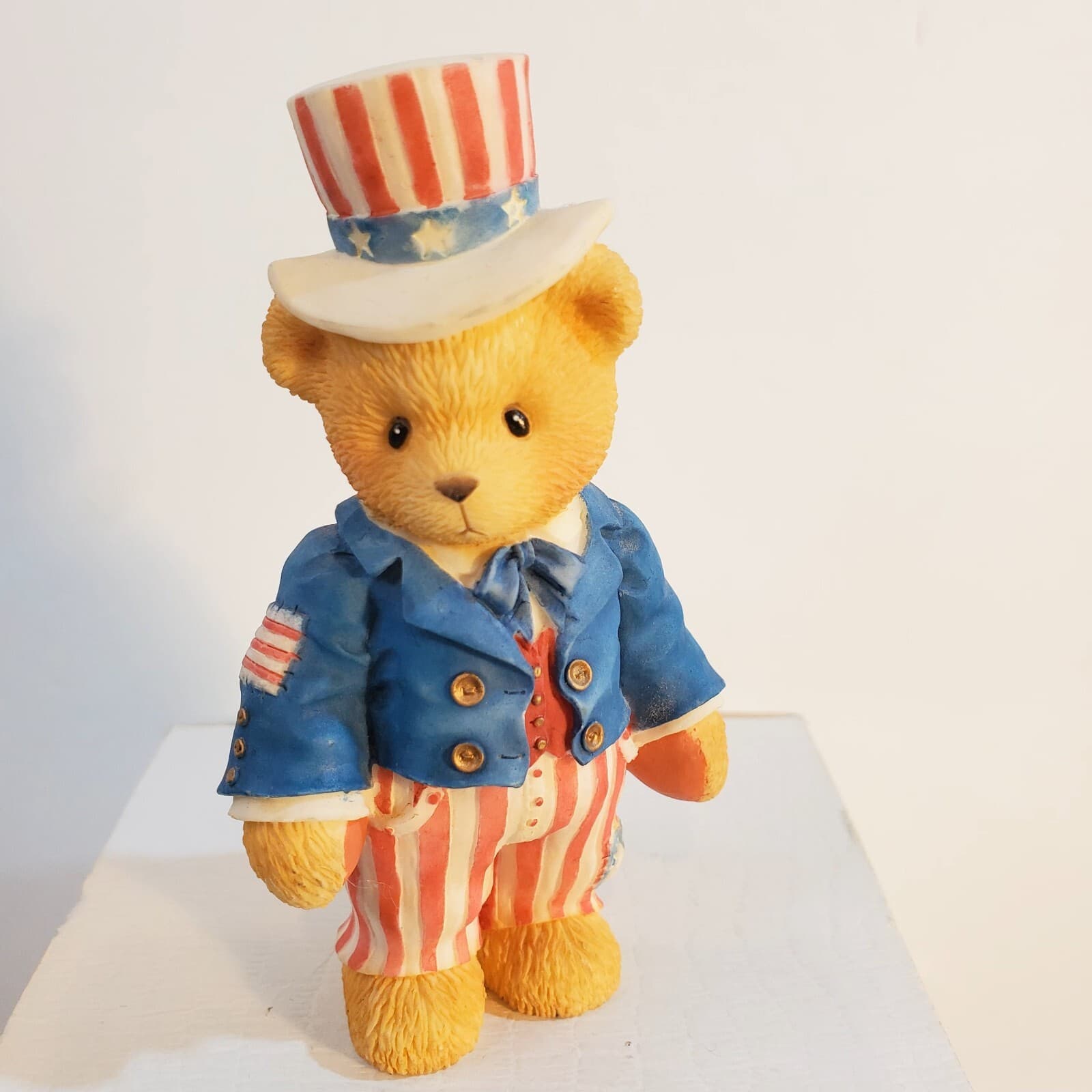 Vintage 1997 Cherished Teddies Sam I Want You To Be My Friend Patriotic Figurine - Thumbnail 2