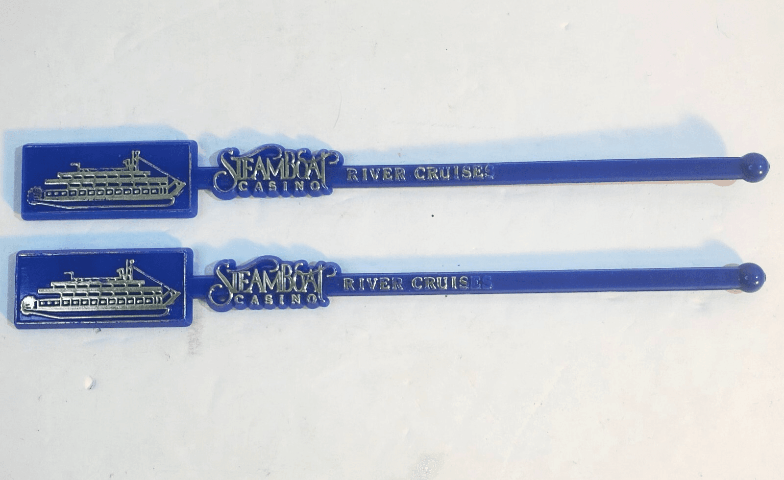 Vintage Steamboat Casino River Cruises swizzle stick stirrer Barware Blue Gold