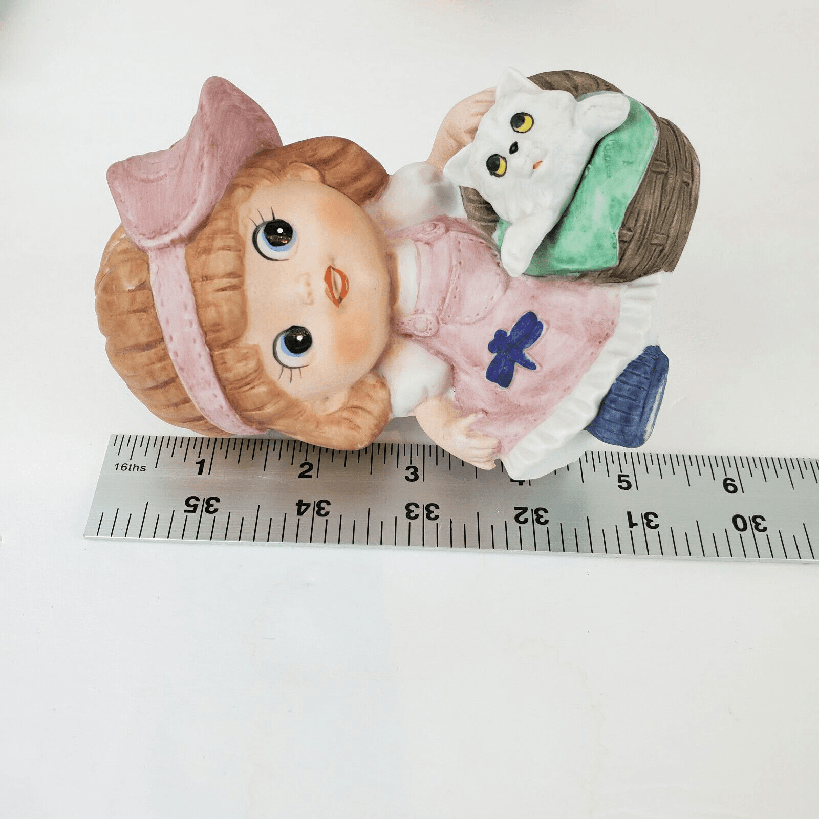 Vintage HOMCO Ceramic Little Boy w/ Dog Little Girl w/ Kitten figurine #1439 5" - Thumbnail 10