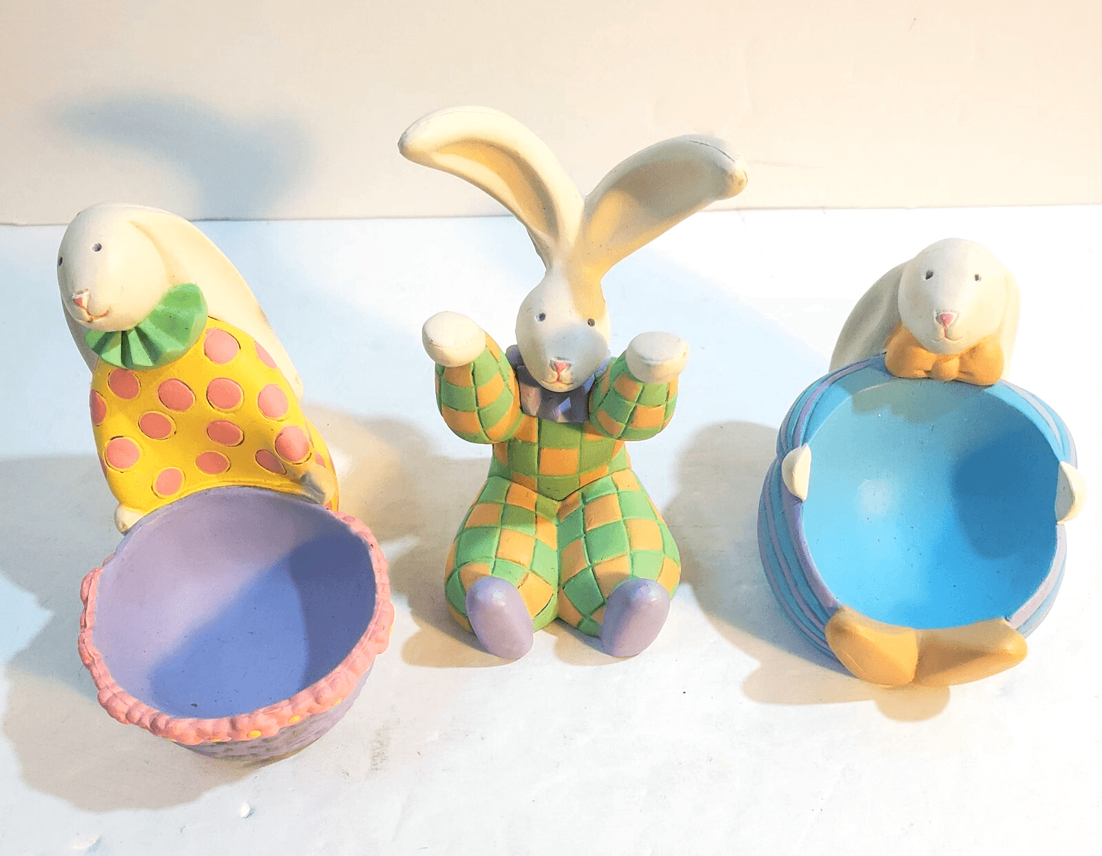 Vintage Avon PVC Easter Egg Holder Figurines Set of 3 Bunny Rabbits Decorations