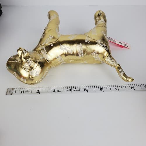 Victoria Secret Pink Mini Dog Stuffed Plush 7" Gold Metallic with Logo 2014 - Thumbnail 10