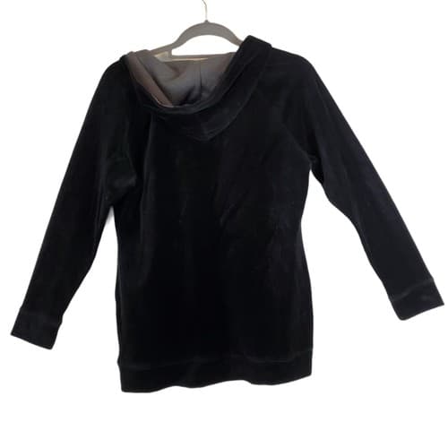 Style & Co Sport Womens Hooded Velour Pullover Sweatshirt Jacket Black Size S - Thumbnail 2