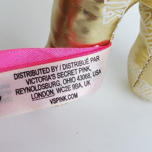 Victoria Secret Pink Mini Dog Stuffed Plush 7" Gold Metallic with Logo 2014 - Thumbnail 8