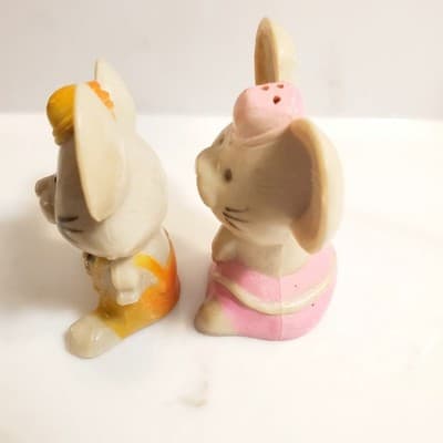 Vtg Anthropomorphic Mice Boy Girl Plastic Salt Pepper Shakers Made in Hong Kong - Thumbnail 6