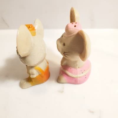 Vtg Anthropomorphic Mice Boy Girl Plastic Salt Pepper Shakers Made in Hong Kong - Thumbnail 5