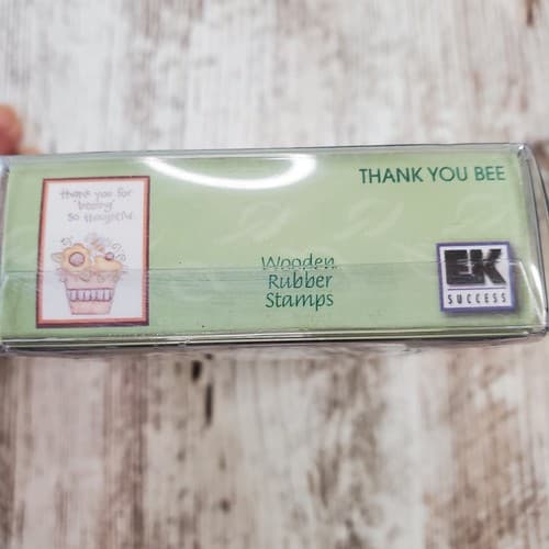 Image Tree Rubber Stamp Thank You Bee Flowers Wood Mount 4" x 2.75" - Thumbnail 3