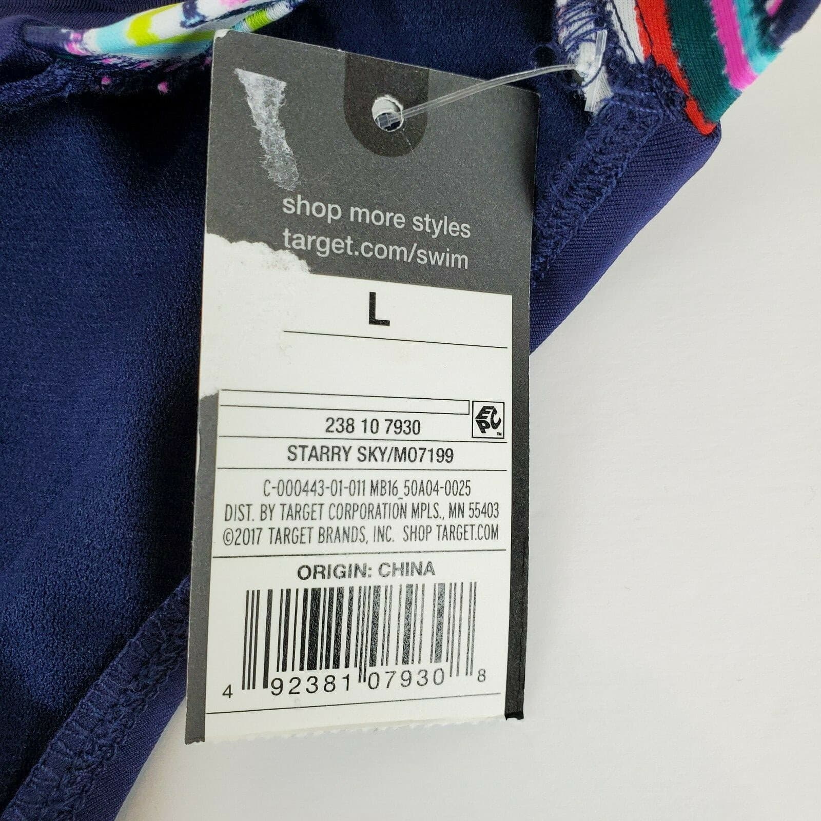 Mossimo Women's Hipster Swim Bikini Bottom Blue with Striped Side Straps Size L - Thumbnail 3
