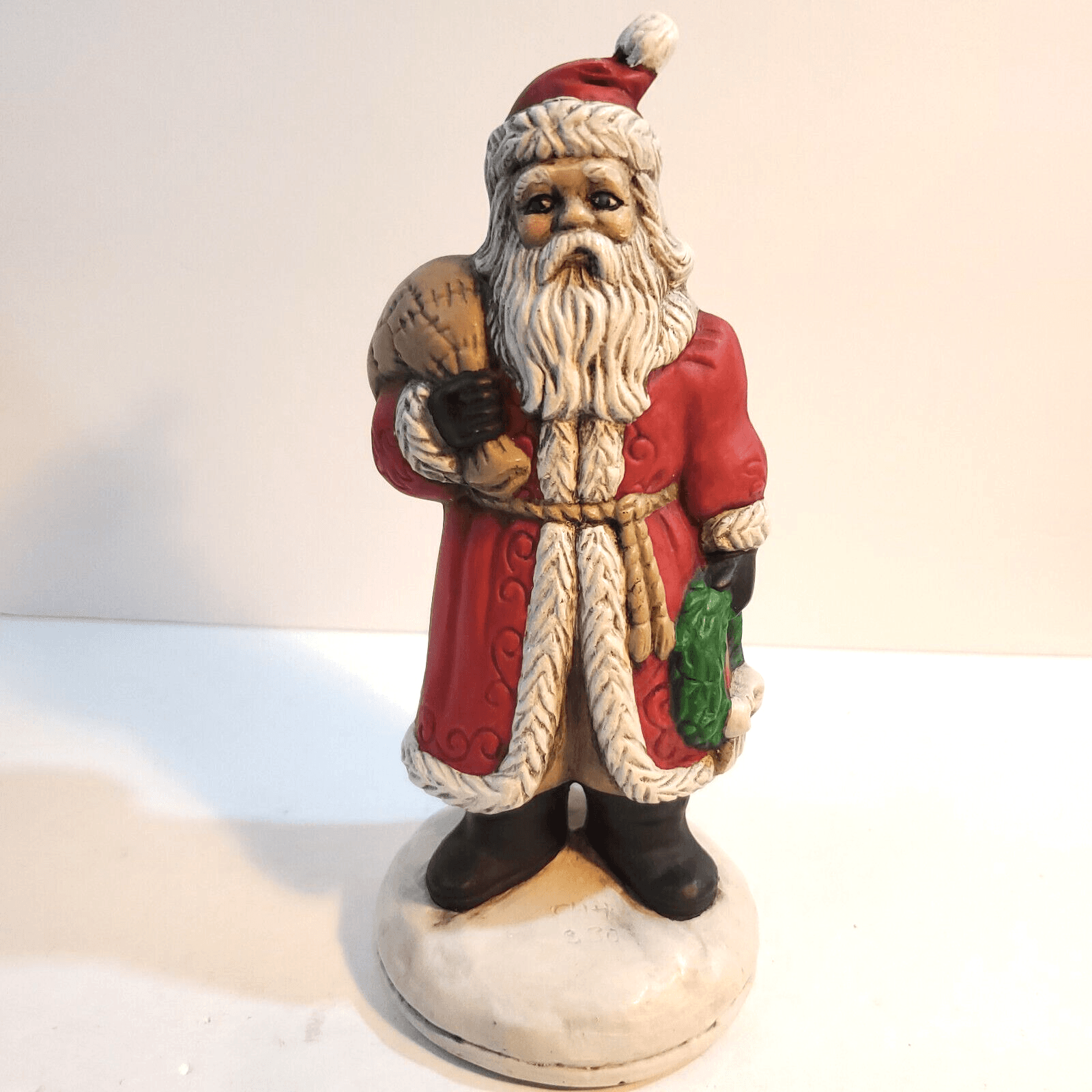 Vintage Hand Painted Santa Figurine Signed 1989 Teddy Bear Molds Christmas