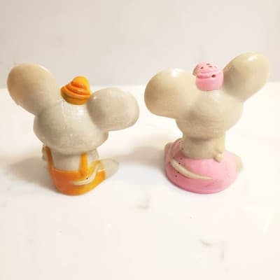 Vtg Anthropomorphic Mice Boy Girl Plastic Salt Pepper Shakers Made in Hong Kong - Thumbnail 3