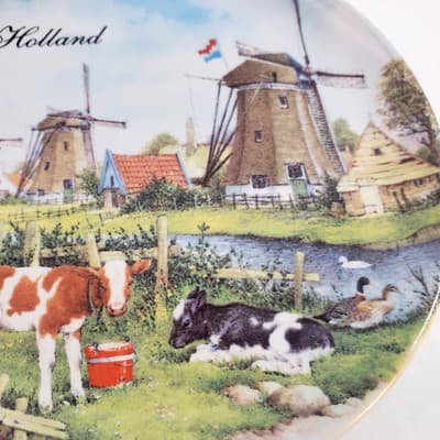 Vintage 1984 Royal Schwabp Holland Decorative Plate With Windmills & Farm Scene - Thumbnail 3