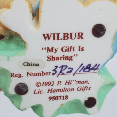 1992 Cherished Teddies Wilbur My Gift Is Sharing Resin Figurine #950718 - Thumbnail 5