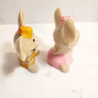 Vtg Anthropomorphic Mice Boy Girl Plastic Salt Pepper Shakers Made in Hong Kong - Thumbnail 2