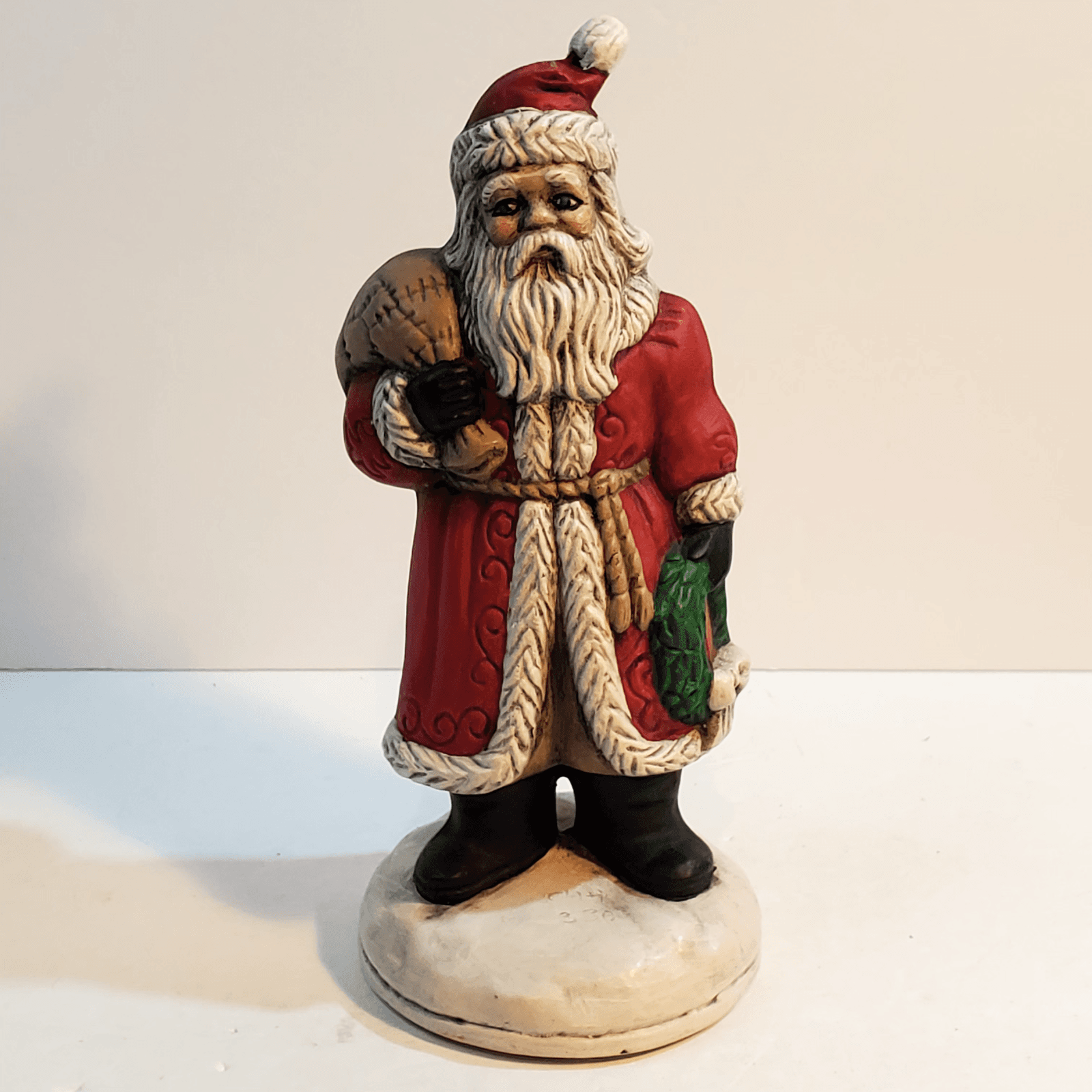 Vintage Hand Painted Santa Figurine Signed 1989 Teddy Bear Molds Christmas - Thumbnail 9