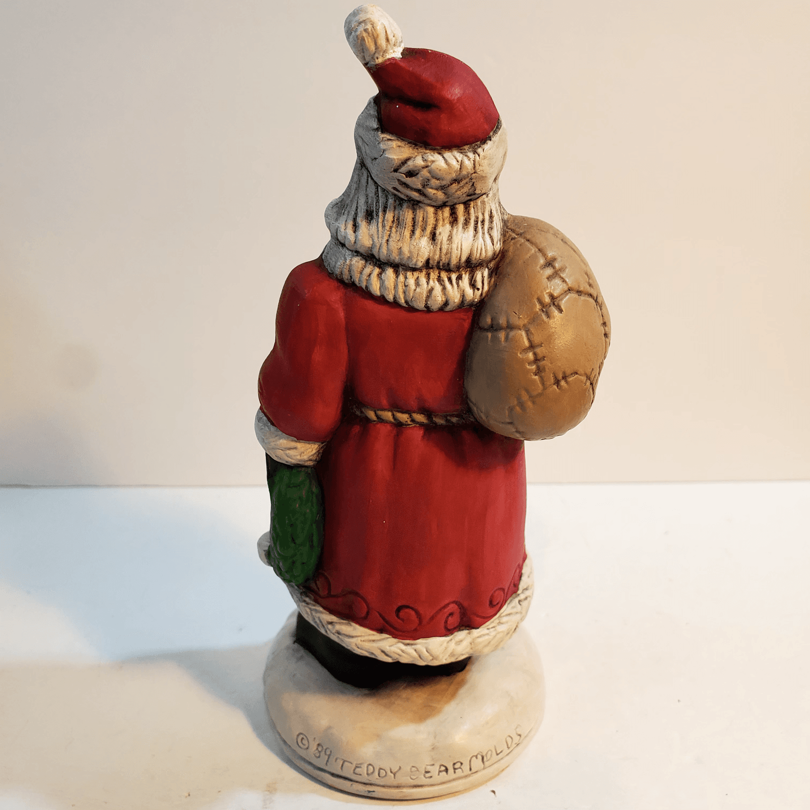 Vintage Hand Painted Santa Figurine Signed 1989 Teddy Bear Molds Christmas - Thumbnail 5