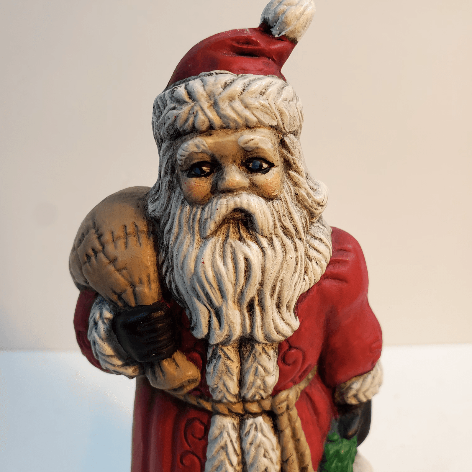 Vintage Hand Painted Santa Figurine Signed 1989 Teddy Bear Molds Christmas - Thumbnail 3