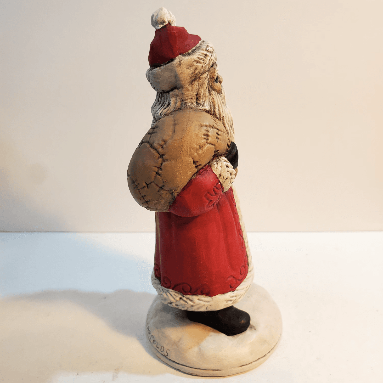 Vintage Hand Painted Santa Figurine Signed 1989 Teddy Bear Molds Christmas - Thumbnail 4