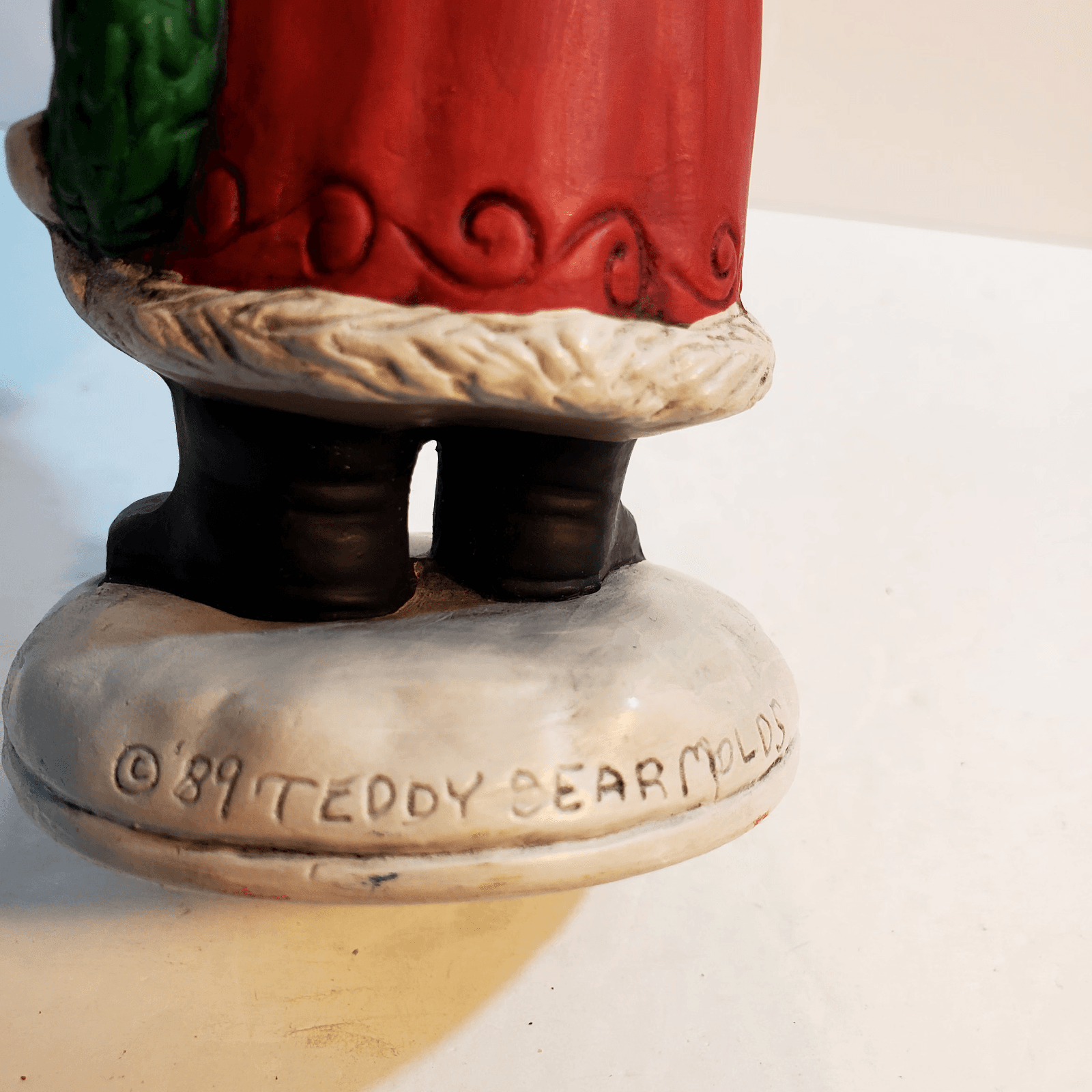 Vintage Hand Painted Santa Figurine Signed 1989 Teddy Bear Molds Christmas - Thumbnail 6
