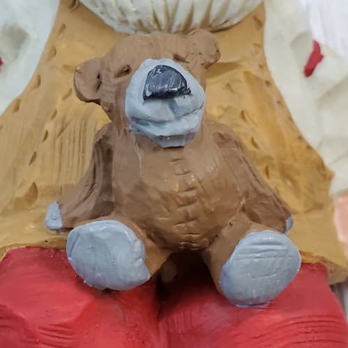 Vintage 1995 David Frykman Santa with Teddy Bear Crafted Shelf Sitter DF1242 - Thumbnail 8