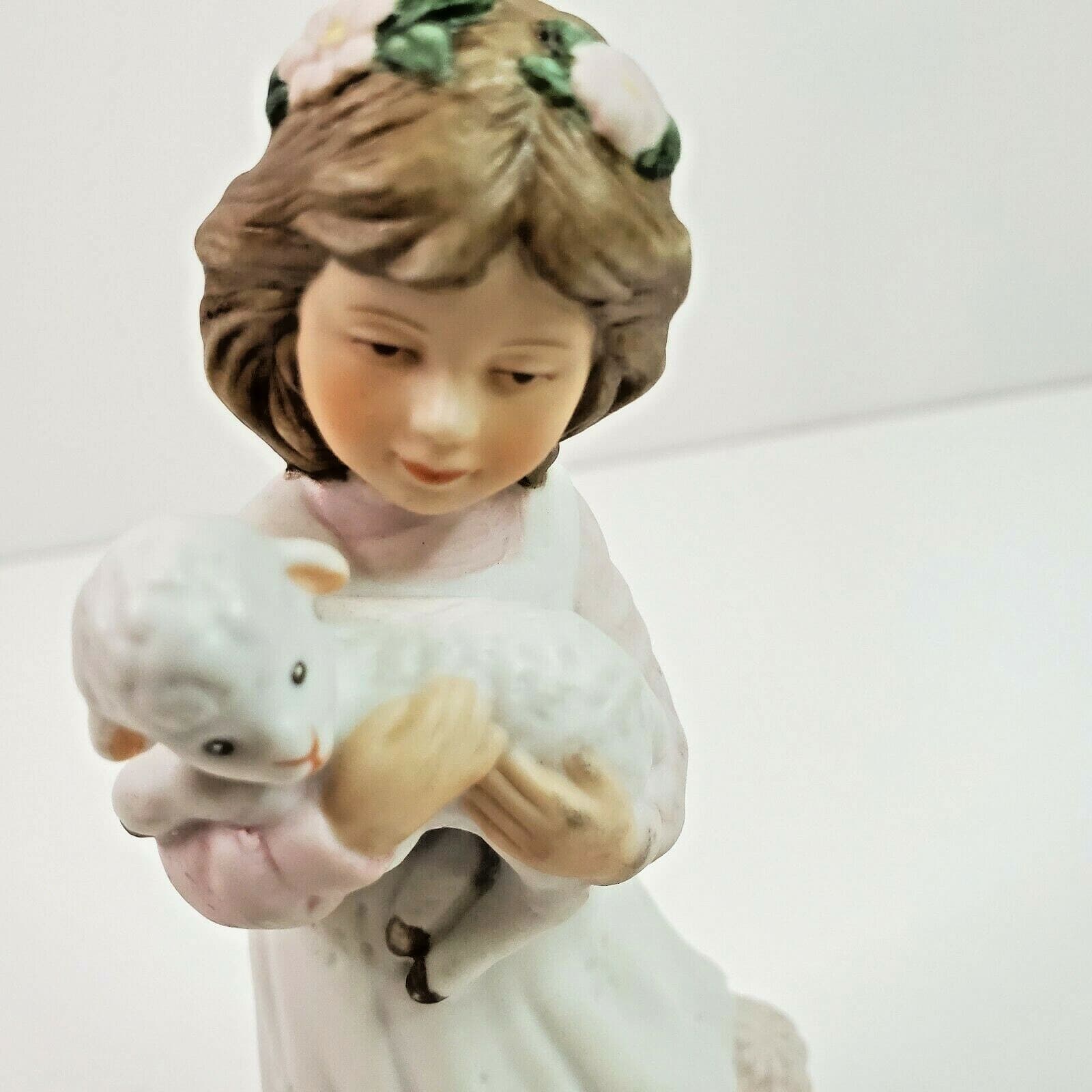 Vintage Roman, Inc. Girl Holding Lamb Figurine Statue 1989 Religious Holy - Thumbnail 3